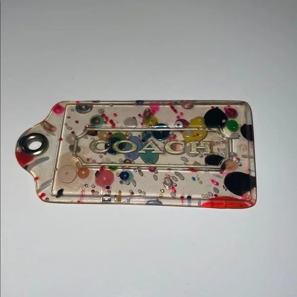 🥳🎉 3.5" Coach Poppy XL Multicolor Confetti Lucite Hangtag Bag Fob Charm Keychain - Picture 8 of 12
